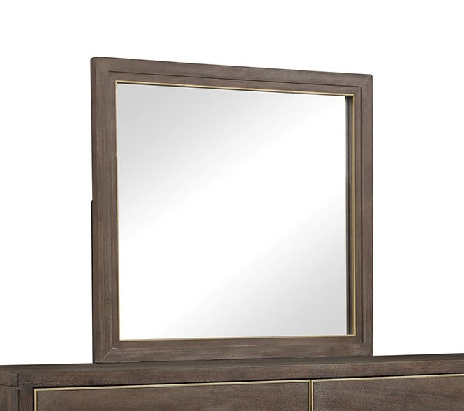 Tango Mirror, No Assembly Required, Sandblasted Walnut Finish Brown Modern Wood