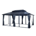 12x18ft Hardtop Gazebo with Nettings and Curtains