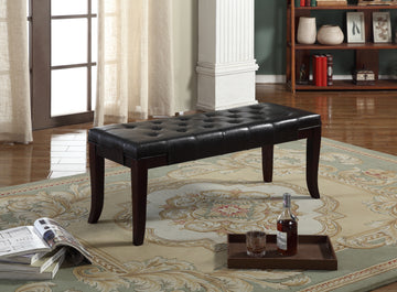 Linon Tufted Bench, Faux Leather, Espresso Espresso Faux Leather