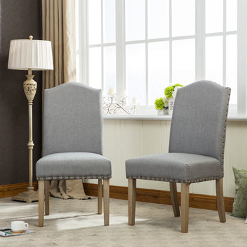 Mod Urban Style Solid Wood Grey Fabric Padded Parson Chair, Set Of 2 Gray Polyester