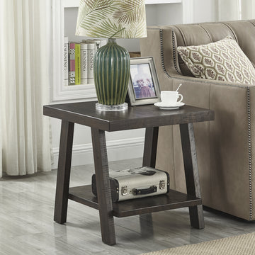 Athens Contemporary Wood Shelf End Table In Weathered Espresso Brown Mdf