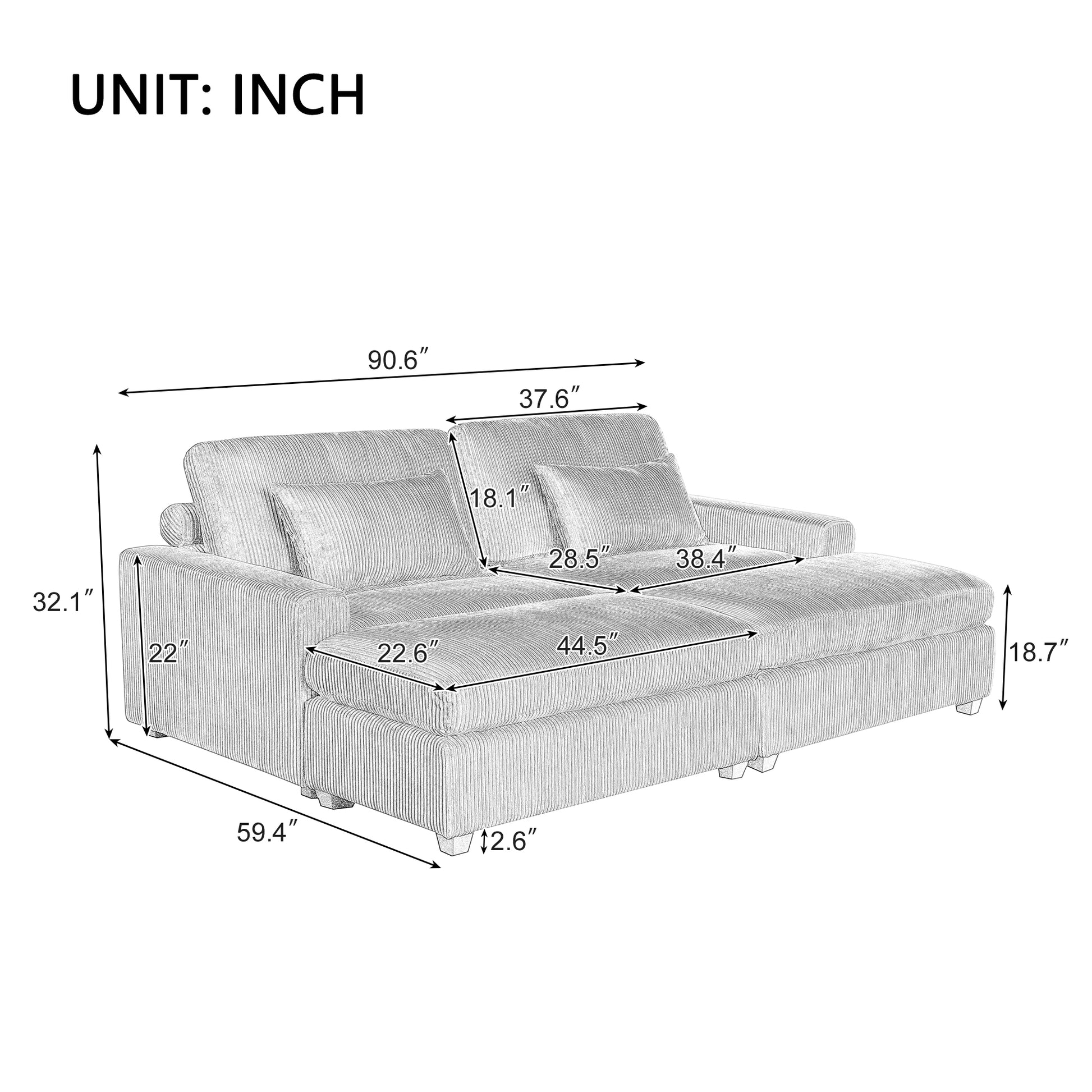 90'' Square Arm Sofa With Removable Back Cushions And 2 Pillows, Couch For Living Room, Office, Apartment Beige Polyester Primary Living Space Pillow Back American Design Polyester