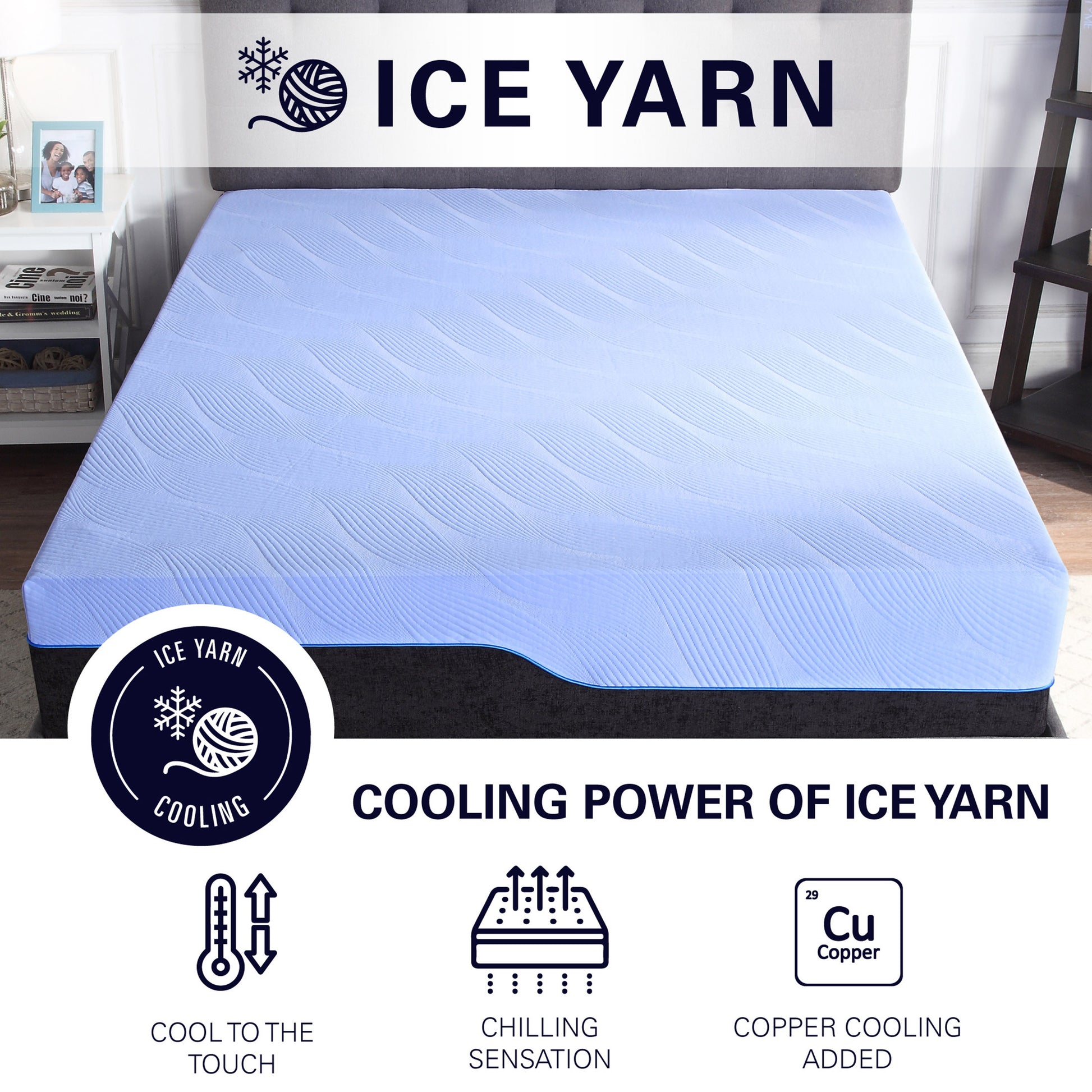 12 Inch Refresh Flex Head Hybrid Cooling Gelcare Memory Foam And Coil Adult Mattress, King Size Blue Bedroom Foam Spring