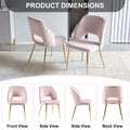 Pink Velvet Dining Chairs With Metal Legs And Hollow Back Upholstered Dining Chairs Set Of 4 Pink Dining Room Modern Dining Chairs Velvet