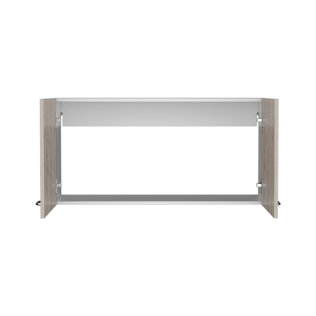 Wall Cabinet 19"H, Two Doors, Two Internal Shelves, White Light Gray Multicolor Particle Board Particle Board