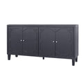 Accent Cabinet 4 Door Wooden Cabinet Sideboard Buffet Server Cabinet Storage Cabinet, For Living Room, Entryway, Hallway, Office, Kitchen And Dining Room, Matte Black Matte Matte Black Solid Wood Mdf