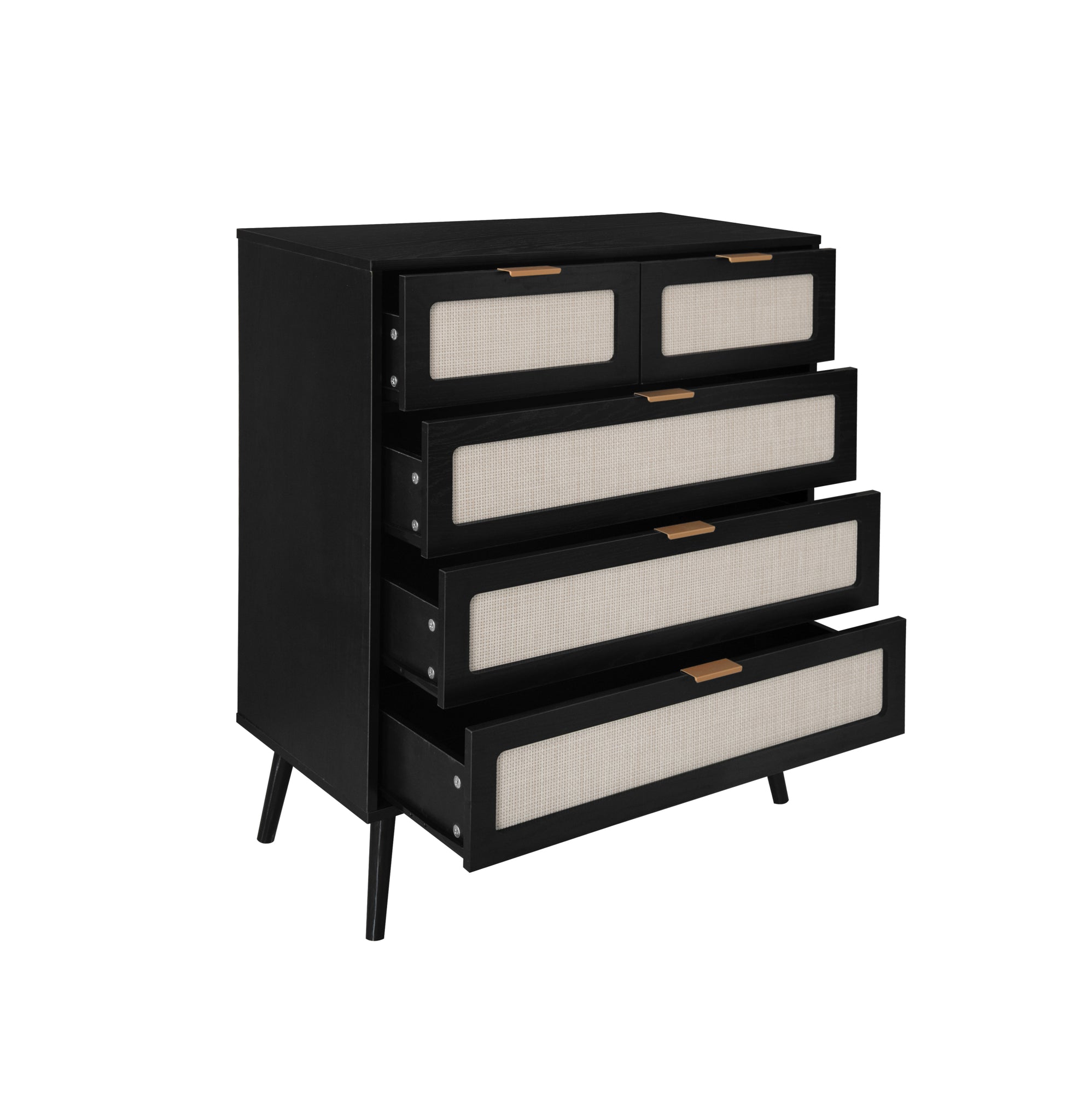 5 Drawer Cabinet, Accent Storage Cabinet, Suitable for black-mdf