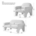 2 Piece Set Sofa Couch,Modern Boucle Seat & Accent Chair For Living Room Antique White Foam 3 Seat