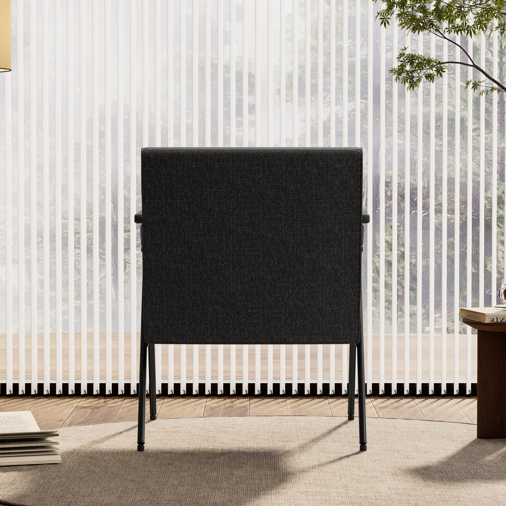 Fx P91 Bk Sofa Chair Modern Black Accent Chair With Metal Frame Stylish Upholstered Single Sofa, Perfect For Living Room, Bedroom, And Office Decor Temu Suitable Black Linen