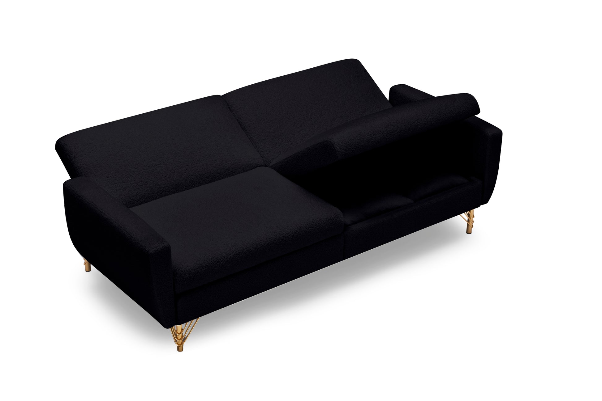 74.41 Inch Teddy Velvet Sofa Bed With Separate Adjustment Backrest And Storage Function Black Light Brown Velvet Wood Primary Living Space Medium Soft Loose Back Contemporary Eucalyptus Square Arms Foam Foam 2 Seat