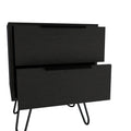 2 Nightstand, Hairpin Legs, Two Drawers, Black Black Particle Board Particle Board