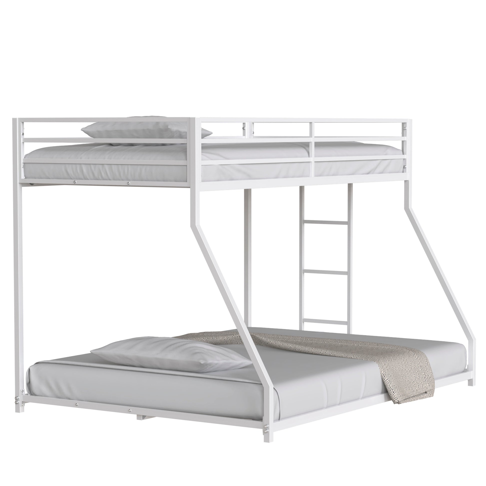 Adam Twin Over Full Metal Bunk, White Full Box Spring Not Required White Metal Bedroom Bunk Metal Metal