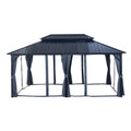 12x18ft Hardtop Gazebo with Nettings and Curtains