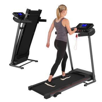 Home Use Max 250 Lbs Capacity Incline Multi Function Foldable Electric Treadmill Black Handheld Portable Office Steel