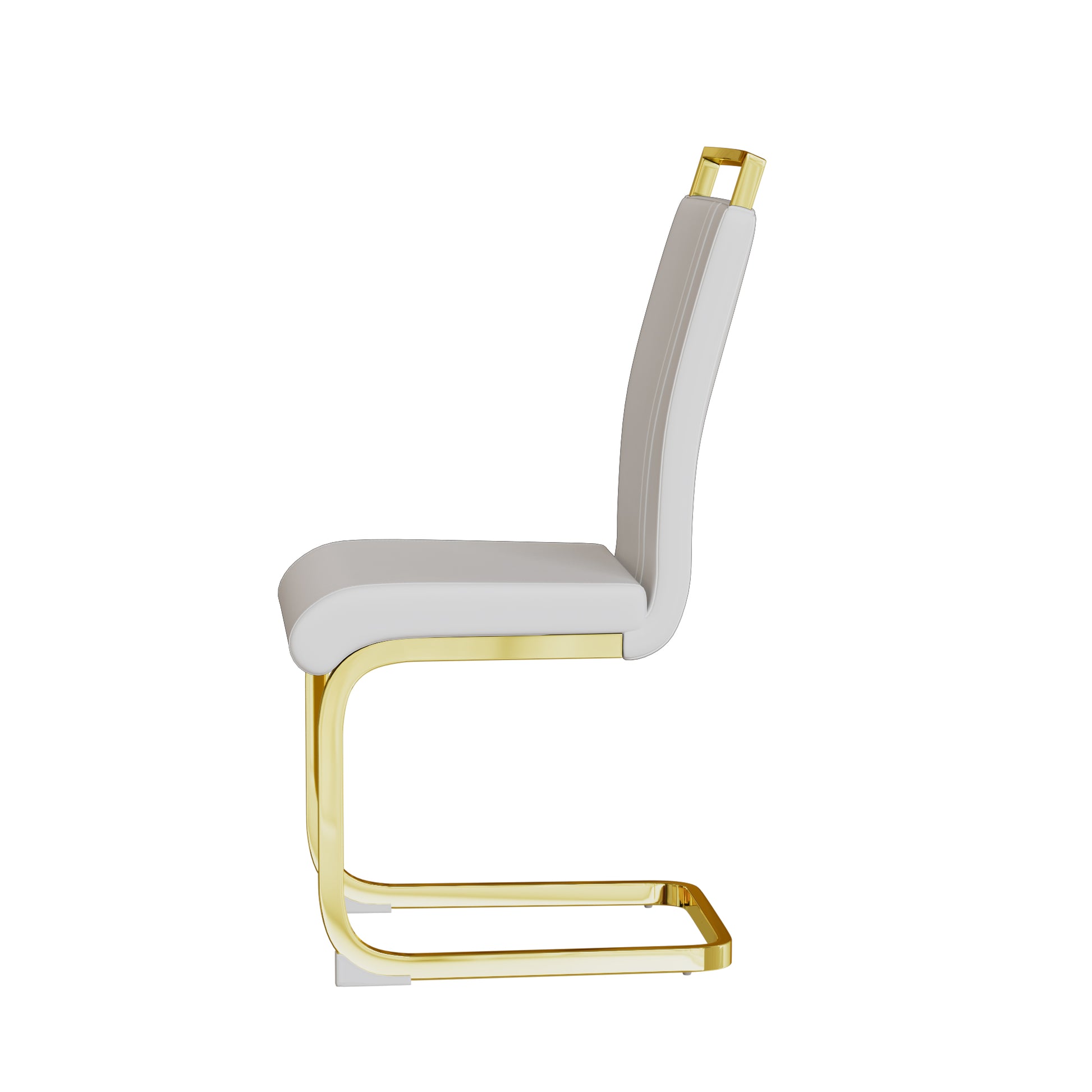 Modern Dining Chairs,Pu Faux Leather High Back Upholstered Side Chair With C Shaped Tube. Plating Golden Metal Legs For Dining Room Kitchen Vanity Patio Club Guest Office Chair Set Of 2 White Pu White Kitchen Dining Chairs Foam Pu