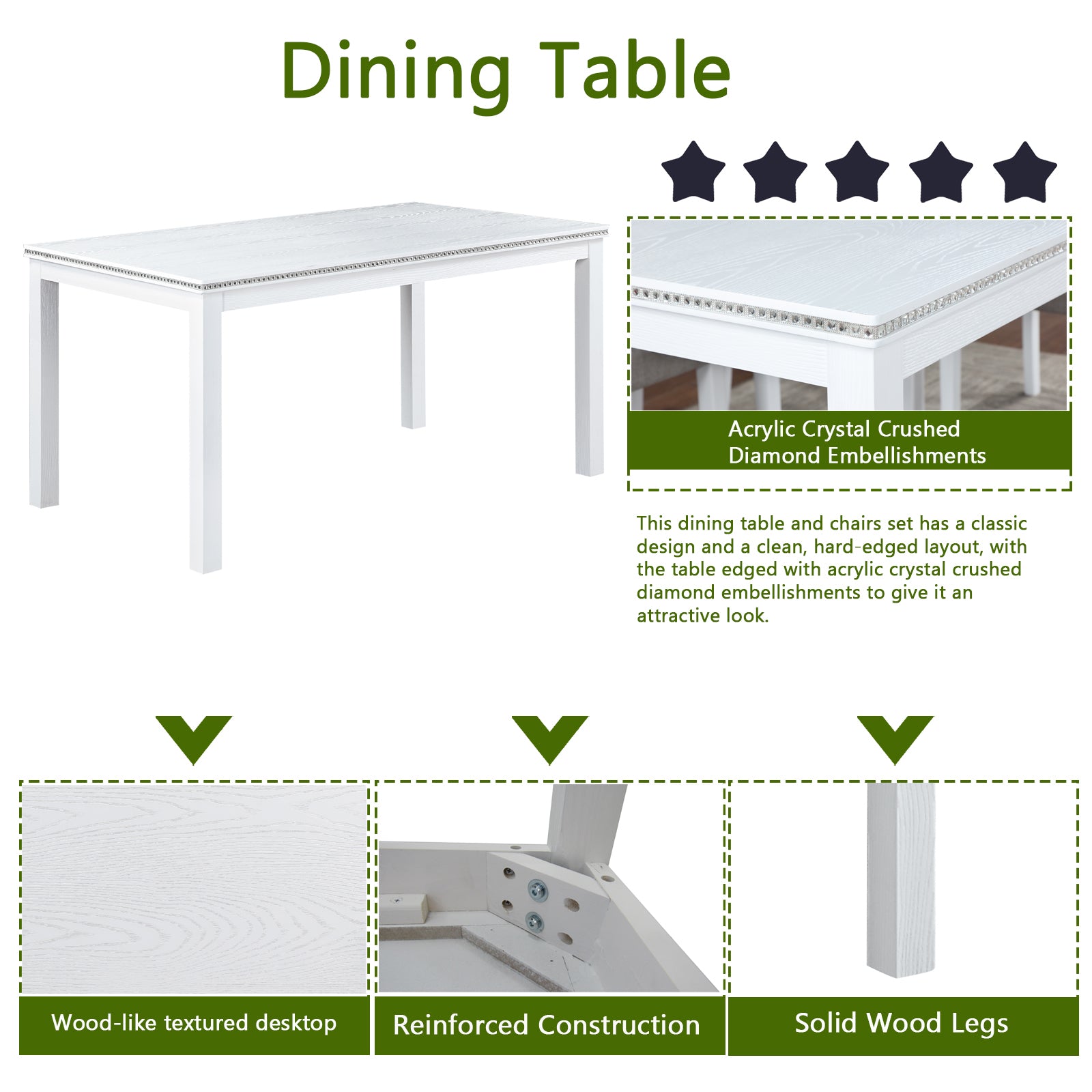 Wooden Dining Rectangular Table With Bench, Kitchen Table With Bench For Small Space, 6 Person Dining Table, White Beige White Seats 6 Dining Room Rectangular 4 Leg Rectangular Dining Table With Chair And Bench Solid Wood Mdf