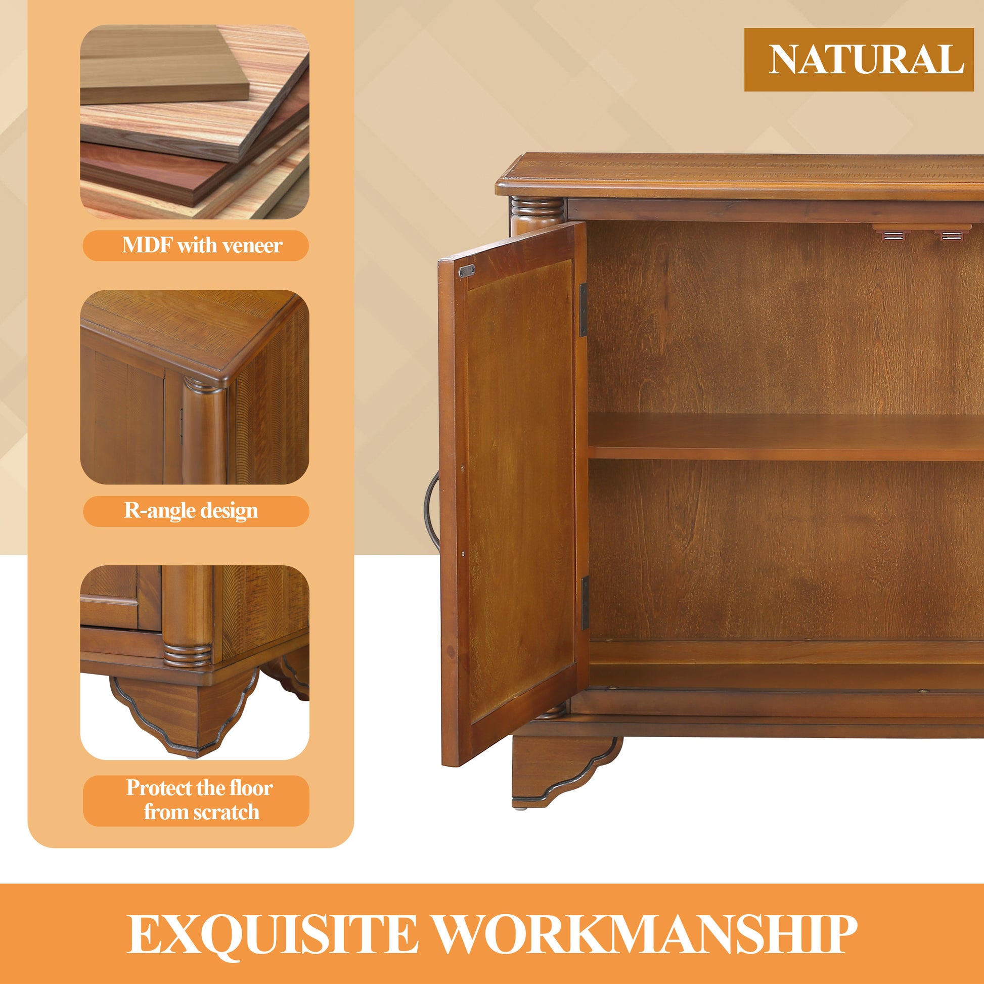 40" Console Table With Storage Shelf, Retro Entryway Table With Adjustable Storage Shelf, Sofa Couch Table For Hallway, Entry Way, Living Room, Foyer, Natural Walnut Natural Pine