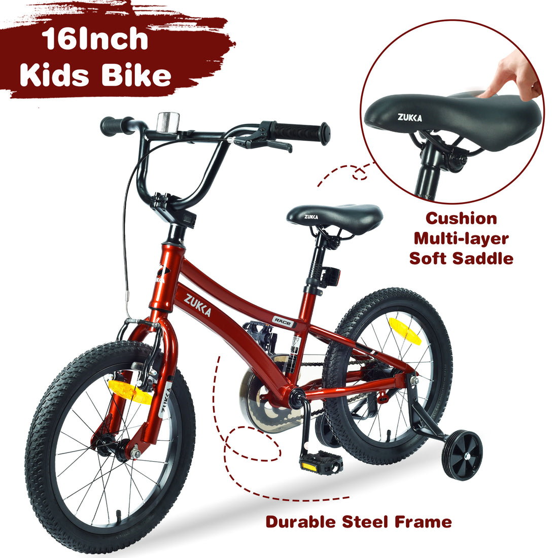 Kids Bike,16 Inch Kids' Bicycle With Training Wheels For Boys Age 4 7 Years,Multiple Colors Cycling Red Garden & Outdoor Steel