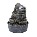 9.8Inches Indoor Tabletop Fountain Cascading Fountain With Led Light & Crystal Ball Gray Resin