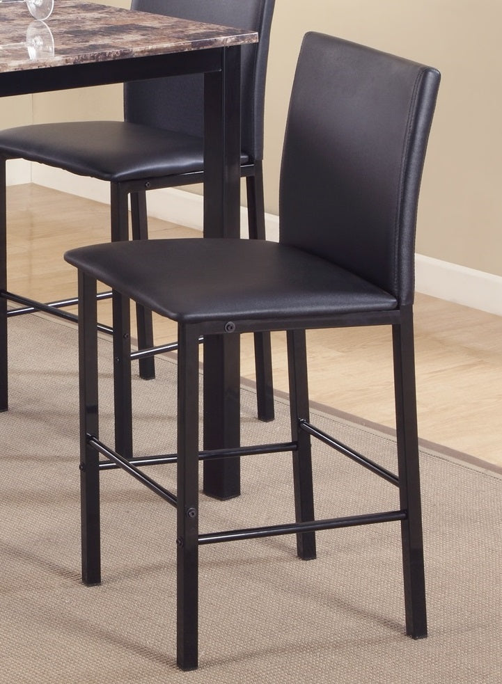 Citico Metal Counter Height Dining Chairs With Black Metal Frame, Set Of 4 Black Faux Leather