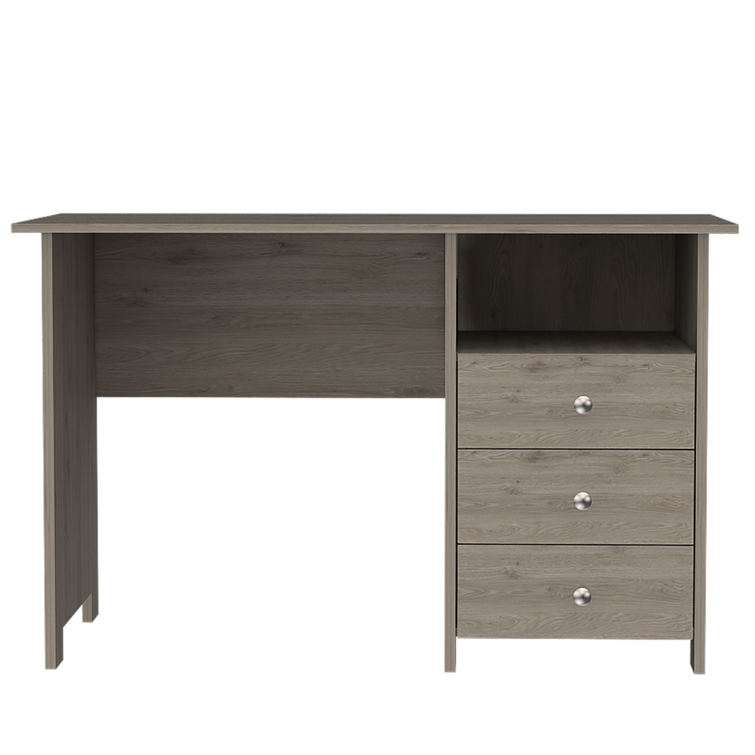 Computer Desk With Open Storage Shelf And 3 Drawers, Light Gray Gray Particle Board Particle Board