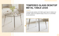 Modern Minimalist Style Circular Transparent Tempered Glass Table, Tempered Glass Tabletop, Silver Metal Table Legs, Suitable For Kitchen, Dining Room, And Living Room, 42 