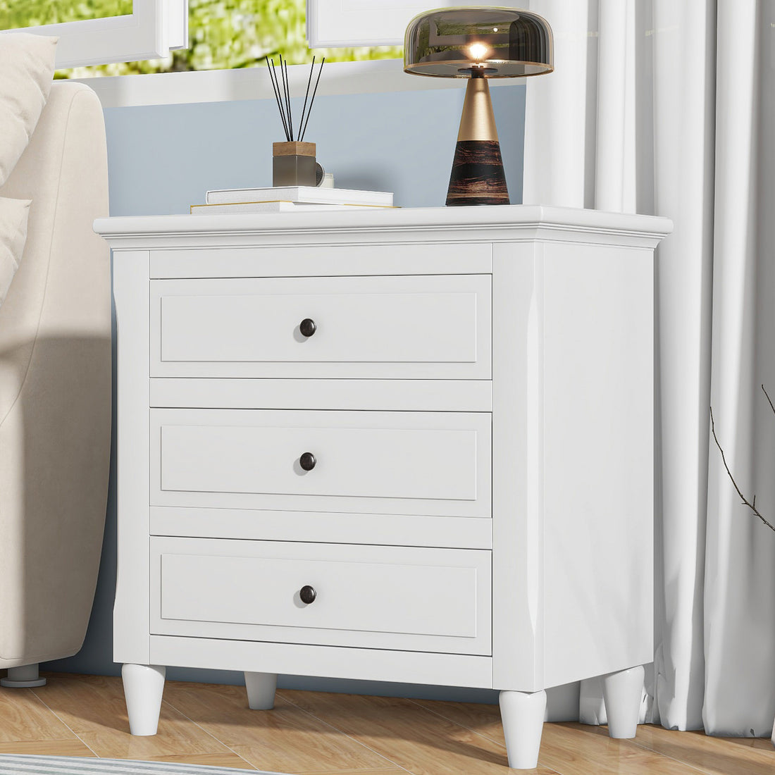 3 Drawer Nightstand Storage Wood Cabinet As Same As Wf297663Aak White 3 Drawers Mdf