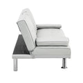 Sofa Bed With Armrest Two Holders Wood Frame, Stainless Leg, Futon White Pvc White Pvc
