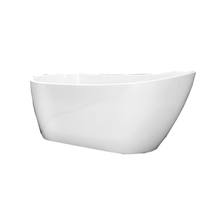 67" Acrylic Freestanding Slipper Bathtub: Gloss White Finish, Chrome Overflow & Pop Up Drain White Bathroom Freestanding Tubs Polished 61 69 In Contemporary Soaking Center Acrylic Acrylic