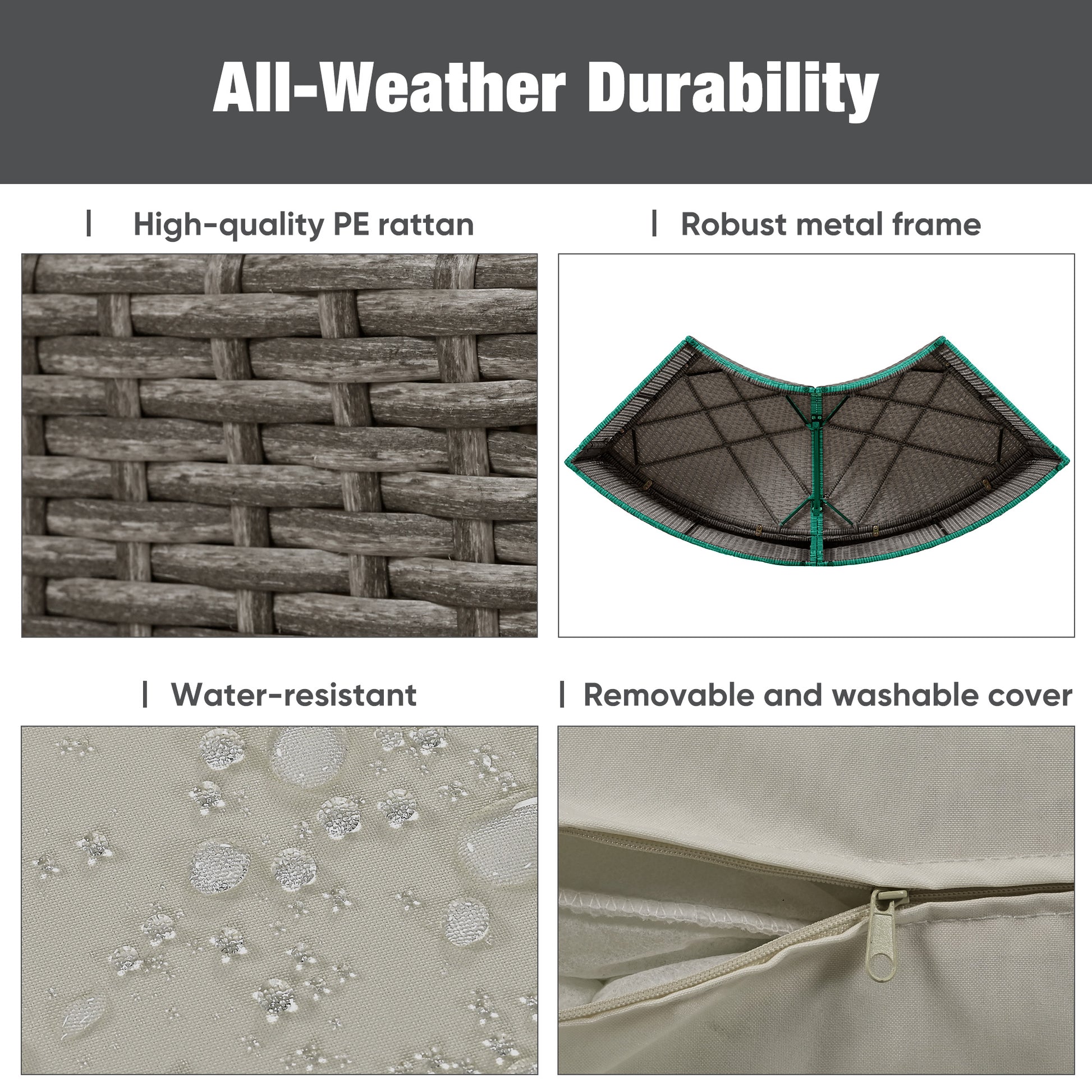 Patio 5 Piece Round Rattan Sectional Sofa Set All Weather Pe Wicker Sunbed Daybed With Round Liftable Table And Washable Cushions For Outdoor Backyard Poolside, Gray Yes Deep Seating Gray Water Resistant Frame Water Resistant Cushion Garden & Outdoor