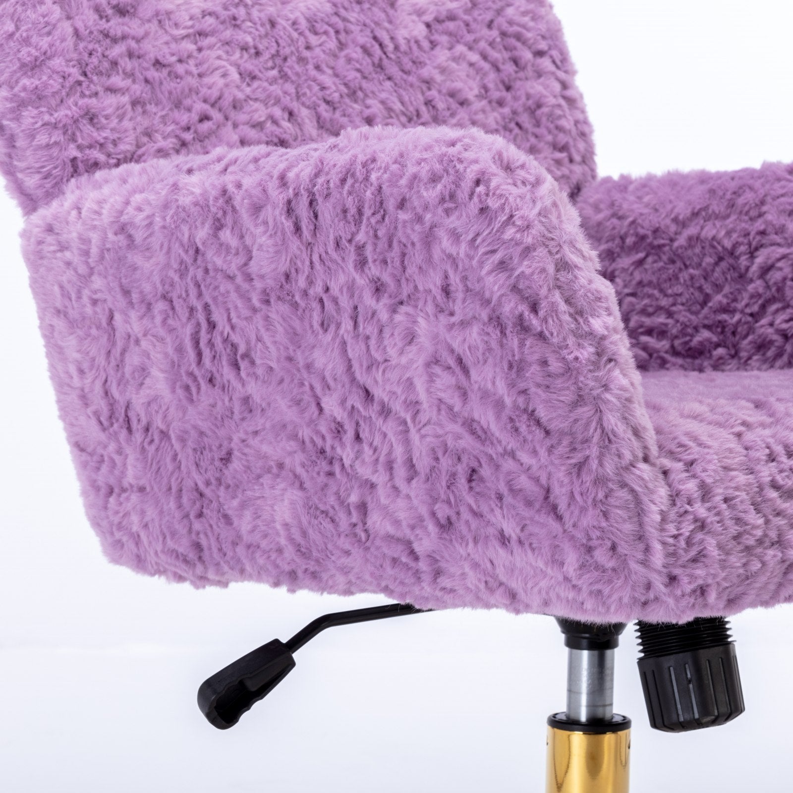 Office Chair,Artificial Rabbit Hair Home Office Chair With Golden Metal Base,Adjustable Desk Chair Swivel Office Chair,Vanity Chair Violet Violet Bedroom Foam Velvet