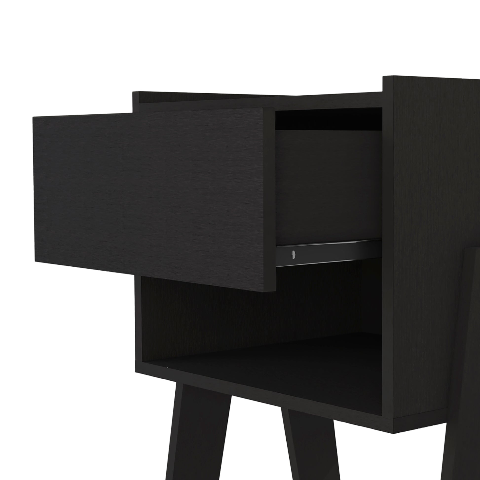 Caladium Nightstand, One Drawer, One Open Shelf, Black Black Particle Board Particle Board