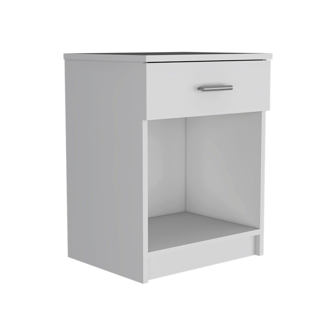 Nightstand 21"H, One Drawer, Low Shelf, Superior Top, White White Particle Board Particle Board