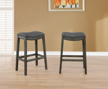 Maroni Whitewash Finish Faric Upholstery Nailheaded Saddle Barstool In Gray, Set Of 2 Gray Wood