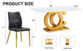 A Modern Minimalist Rectangular Dining Table Suitable For 6 8 People, A Set Of 6 Piece Pu Leather Backrest And Gold Metal Legs Modern Dining Chairs. F Oc C 009 White Mdf Glass