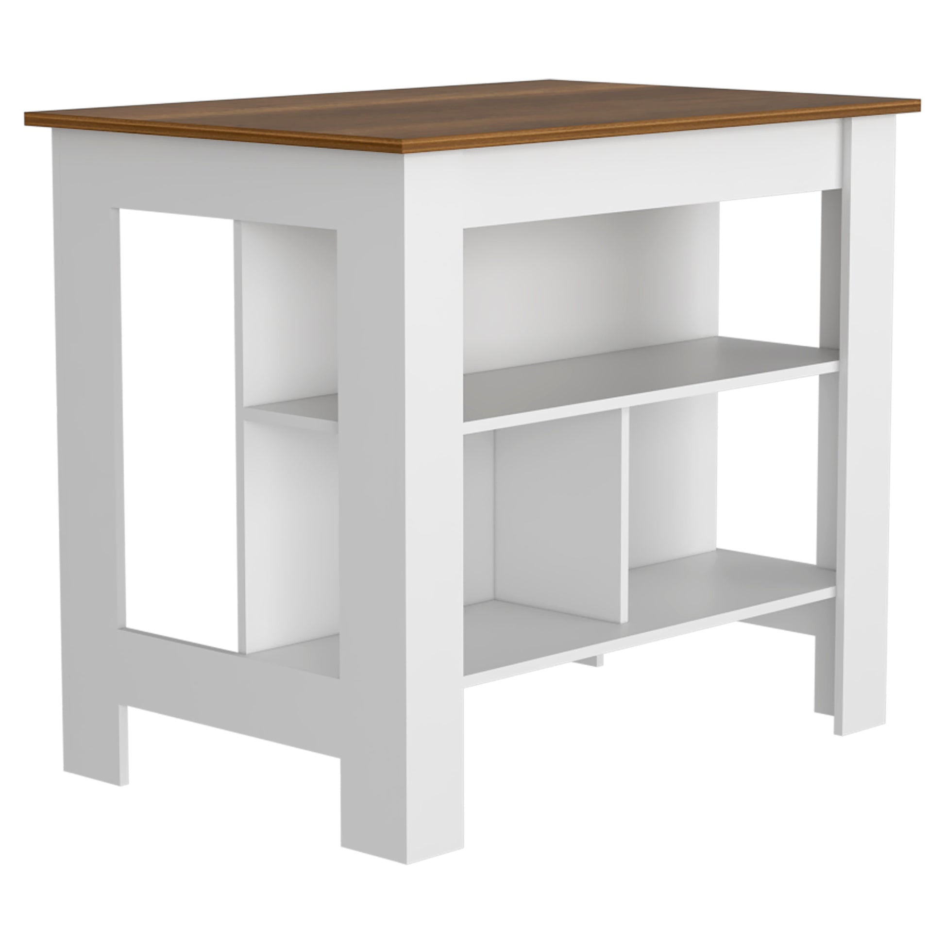 Kitchen Island, kitchen table 35" H, Four Legs, Three multicolor-particle board-particle board