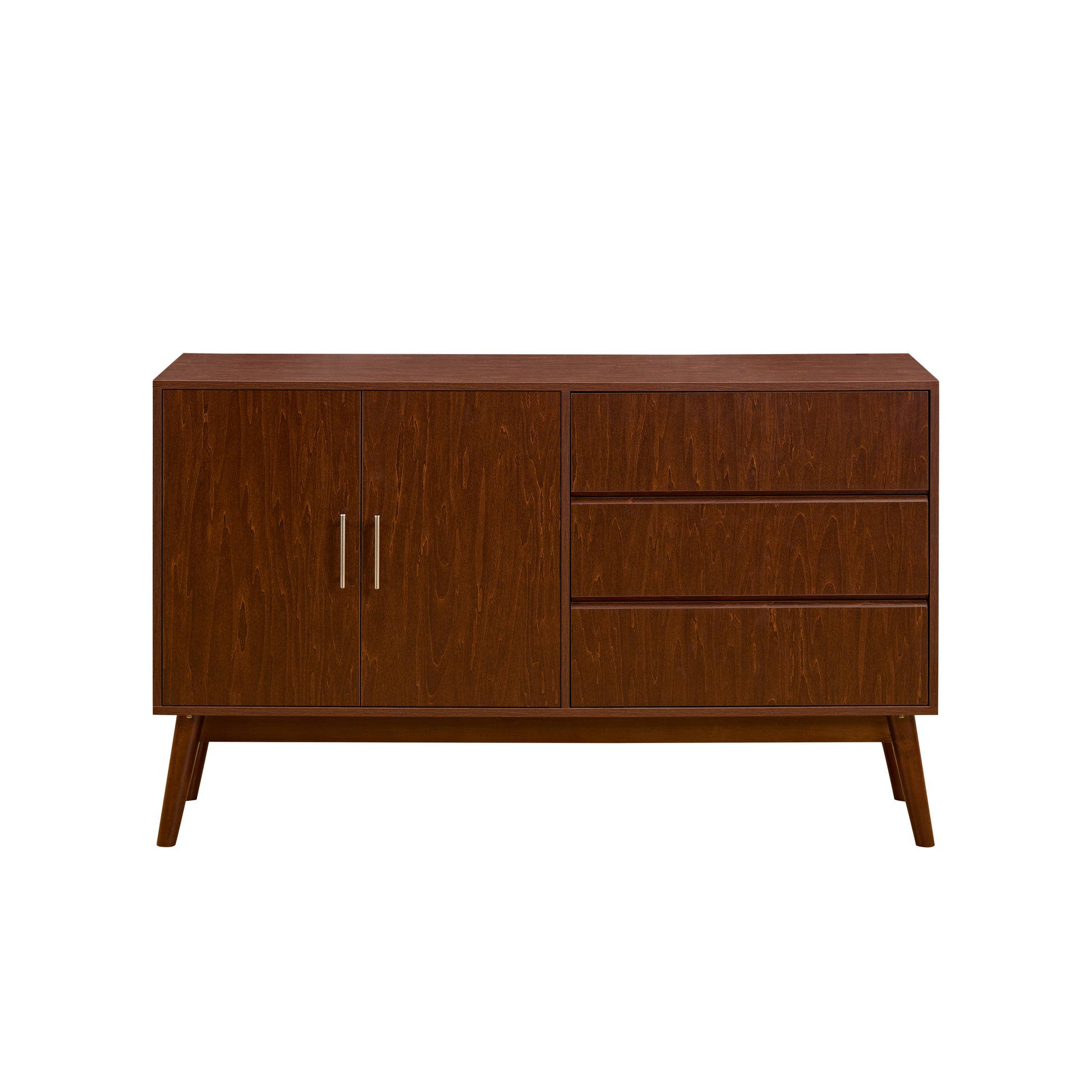 Sideboard Buffet Console Table With Drawers, Media Console With Doors,Storage Cabinet For Living Room & Bedroom Walnut 50 59 Inches Retro Solid Wood Mdf