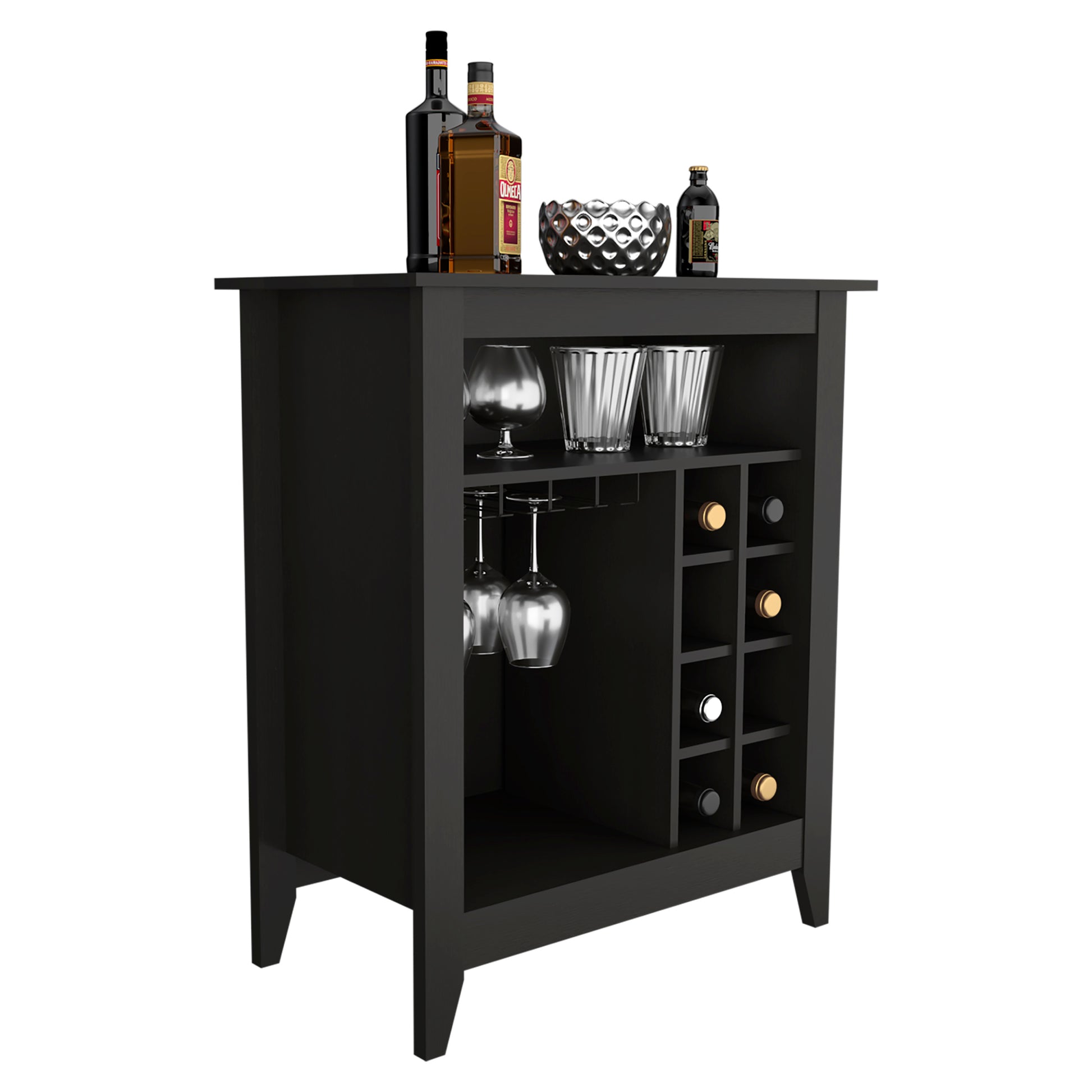 Mojito Bar Cabinet, One Open Drawer, One Open Shelf, Black Black Particle Board Particle Board