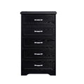 Modern 5 Tier Bedroom Chest Of Drawers, Dresser With Drawers, Clothes Organizer Metal Pulls For Living Room, Bedroom, Hallway, Black, 25.2 L X 15.8 W X 43.5 H Black Particle Board