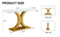 A Modern Minimalist Style Foyer Table With White Tabletop, Gold Bracket, And Bottom Plate, Enhancing The Beauty And Artistic Atmosphere Of The Home, Suitable For The Foyer Fxg White Gold Mdf