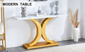 A Modern Minimalist Style Foyer Table With White Tabletop, Gold Bracket, And Bottom Plate, Enhancing The Beauty And Artistic Atmosphere Of The Home, Suitable For The Foyer Fxg White Gold Mdf