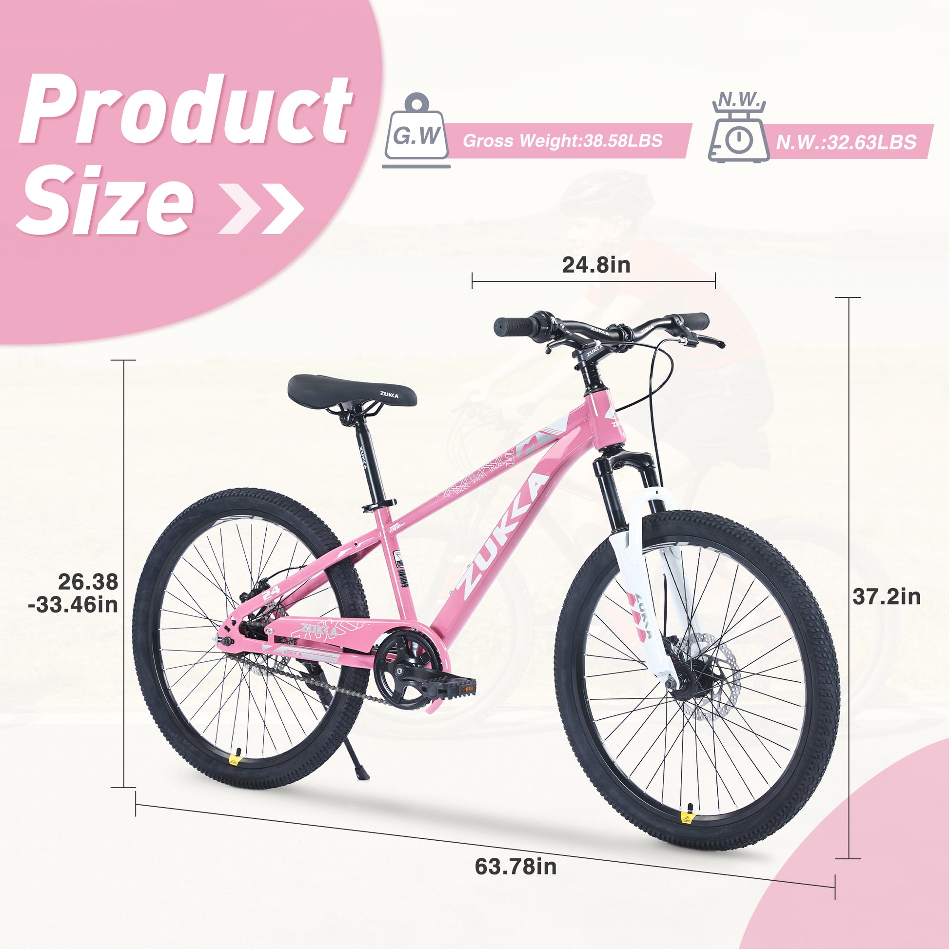 pinkes mountainbike Mountain Bike,24 Inch Mtb For Boys And Girls Age 9 12 Years,Multiple C