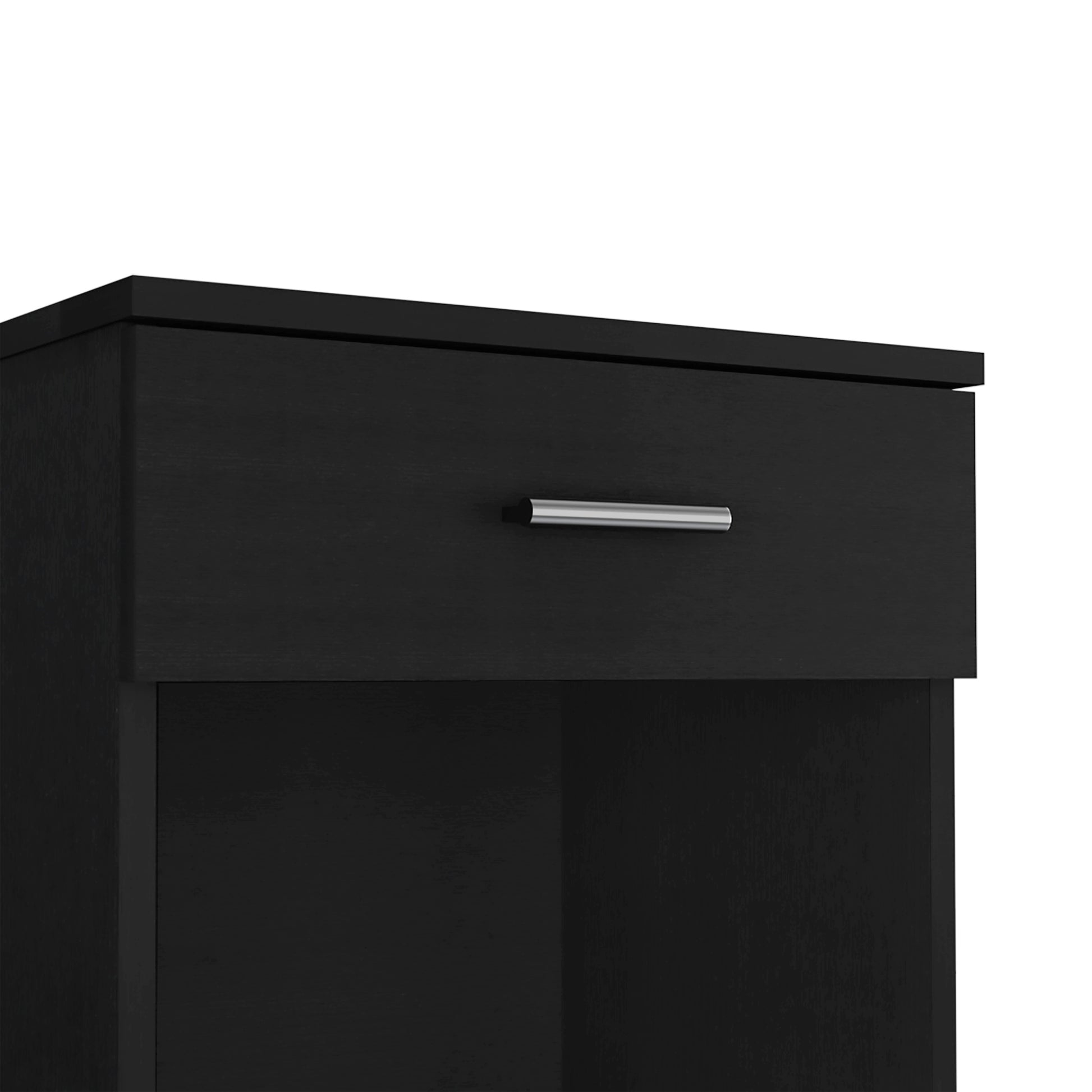 Nightstand 21"H, One Drawer, Low Shelf, Superior Top, Black Black Particle Board Particle Board