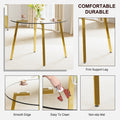 Modern Minimalist Style Circular Transparent Tempered Glass Table, Tempered Glass Tabletop, Golden Metal Legs, Suitable For Kitchen, Dining Room, And Living Room, 40 