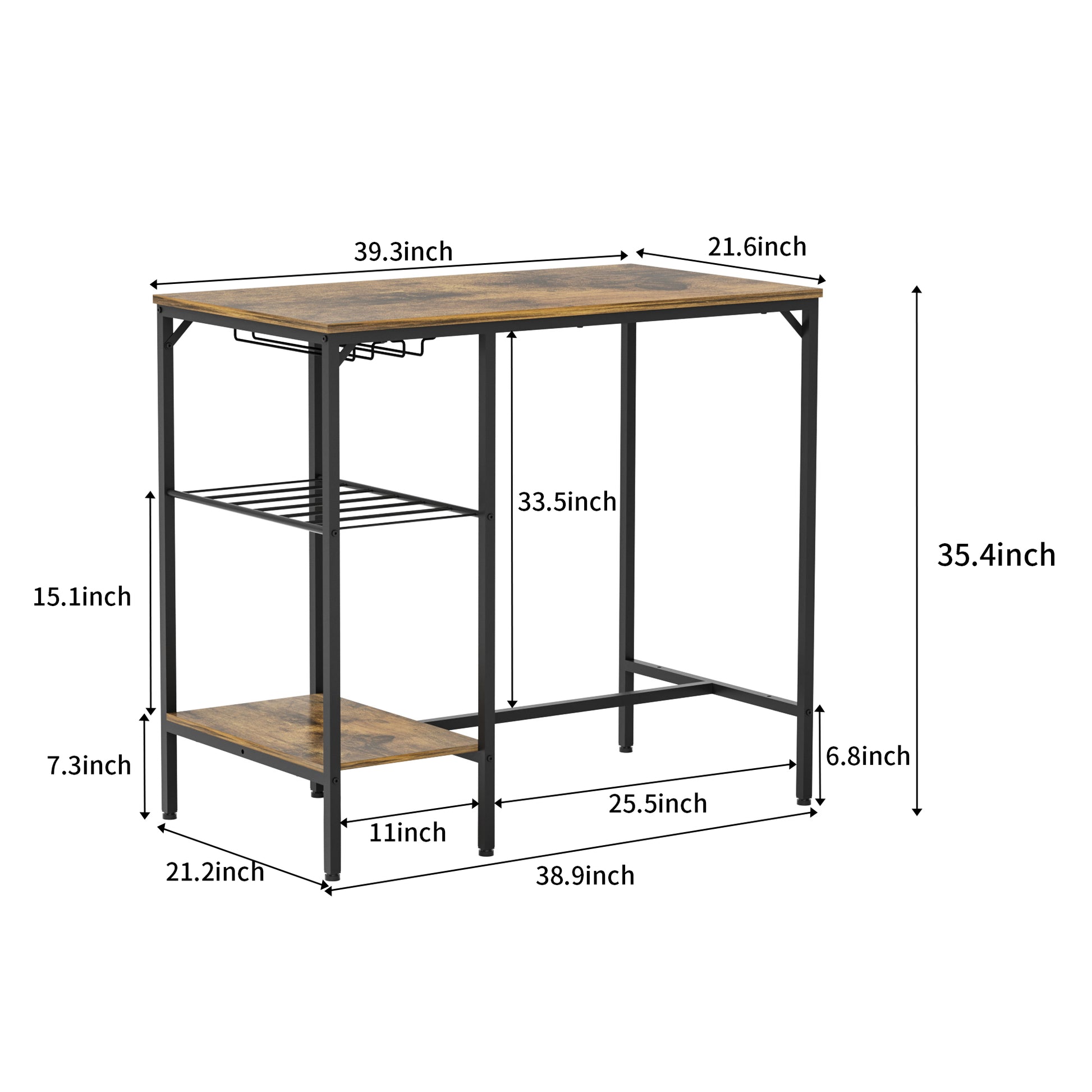 Bar Table And Chairs Set For 2, 3 Pieces Pub Dining Table Set, 2 Bar Stools Pu Upholstery Seat With Backrest For Kitchen, Apartment, Small Space Wood Antique Brown Seats 2 Brown Metal Dining Room 4