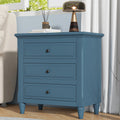 3 Drawer Nightstand Storage Wood Cabinet Blue 3 Drawers Mdf