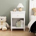 26.77''H Wooden Nightstand With One Drawer One Shelf For Kids, Adults, White White Mdf