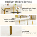 Modern Minimalist Style Circular Transparent Tempered Glass Table, Tempered Glass Tabletop, Golden Metal Legs, Suitable For Kitchen, Dining Room, And Living Room, 40 