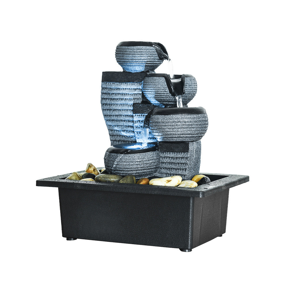 Drop 10Inches Desktop Water Fountain Submersible Pump Indoor Decoration For Office Homedrop 10Inches Desktop Water Fountain Submersible Pump Indoor Decoration For Office Homedrop 10Inche Gray Resin