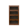 Bookcase Contemporary Closed Back Glass Doors Office Storage Cabinet Floor To Ceiling Low Cabinet Bookcase Against Wall Dustproof Bookshelf Walnut Brown Mdf